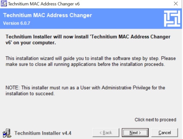 Cài đặt Technitium MAC Address Changer
